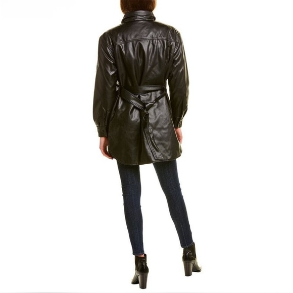 NVLT Vegan Leather Jacket Quilted Lining Black Leather Belt, Women’s Sz S - Picture 1 of 2